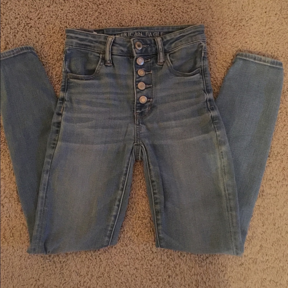 American Eagle High Rise Button Fly Skinny Jeans
